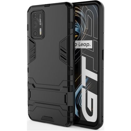 Mobigear Armor Stand Realme GT Hülle Hardcase Backcover Stoßfest mit Ständer - Schwarz