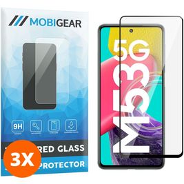 Mobigear Premium Samsung Galaxy M53 Panzerglas Gehärtetes Glas Displayschutz - Hüllenfreundlich - Schwarz (3er Pack)
