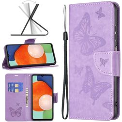 Mobigear Butterfly Samsung Galaxy A13 4G Hülle Klapphülle Geldbörse - Lila