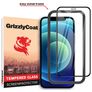 GrizzlyCoat Easy Fit iPhone 12 Panzerglas Gehärtetes Glas Displayschutz - Hüllenfreundlich + Applikator - Schwarz
