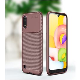 Mobigear Racing Samsung Galaxy A01 Hülle Flexibles TPU Backcover - Braun