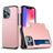 Mobigear Card iPhone 14 Pro Hülle Hardcase Backcover Stoßfest mit Kartenhalter - Roségold