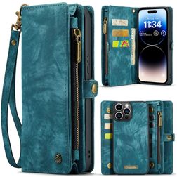 Caseme 008 iPhone 14 Pro Max Hülle Abnehmbare 2in1 Klapphülle Geldbörse - Blau