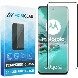 Mobigear Premium Motorola Edge 40 Neo Panzerglas Gehärtetes Glas Displayschutz - Hüllenfreundlich - Schwarz
