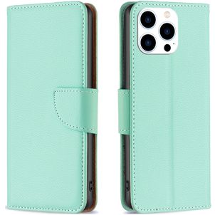 Mobigear Excellent iPhone 16 Pro Hülle Klapphülle Geldbörse - Grün