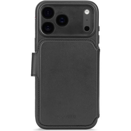 Decoded Detachable Wallet iPhone 17 Pro Max MagSafe Hülle Echtes Leder Abnehmbare 2in1 Klapphülle Geldbörse - Schwarz