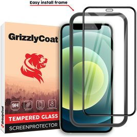 GrizzlyCoat Easy Fit iPhone 12 Mini Panzerglas Gehärtetes Glas Displayschutz - Hüllenfreundlich + Applikator - Schwarz