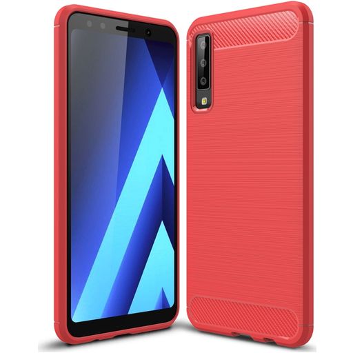 Mobigear Brushed Slim Samsung Galaxy A7 (2018) Hülle Flexibles TPU Backcover - Rot