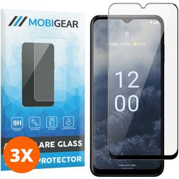 Mobigear Premium Nokia G60 5G Panzerglas Displayschutz - Hüllenfreundlich - Schwarz (3er Pack)