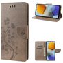 Mobigear Flowers Samsung Galaxy M23 Hülle Klapphülle Geldbörse - Grau