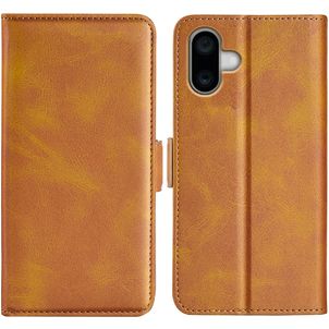 Mobigear Slim Magnet iPhone 16 Plus Hülle Klapphülle Geldbörse - Cognac