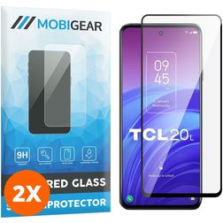 Mobigear Premium TCL 20 5G Panzerglas Gehärtetes Glas Displayschutz - Hüllenfreundlich - Schwarz (2er Pack)