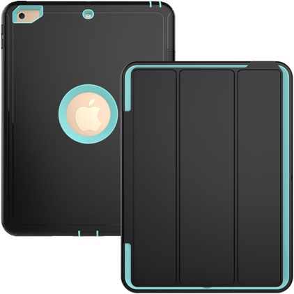 Mobigear Tri-Fold Folio iPad 6 (2018) Hülle Kunststoff,TPU Klapphülle - Schwarz / Türkis