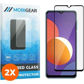 Mobigear Premium Samsung Galaxy M12 Panzerglas Gehärtetes Glas Displayschutz - Hüllenfreundlich - Schwarz (2er Pack)