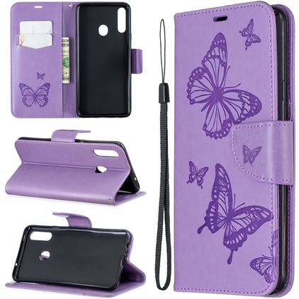 Mobigear Butterfly Samsung Galaxy A20s Klapphülle Portemonnaie - Lila