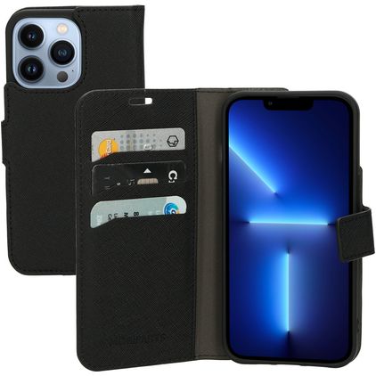 Mobiparts Saffiano Wallet iPhone 13 Pro Hülle Klapphülle Geldbörse - Schwarz