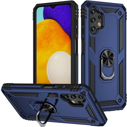 Mobigear Armor Ring Samsung Galaxy A13 4G Hülle Hardcase Backcover Stoßfest mit Ringhalter - Blau