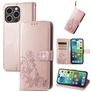 Mobigear Clover iPhone 15 Pro Hülle Klapphülle Geldbörse - Roségold