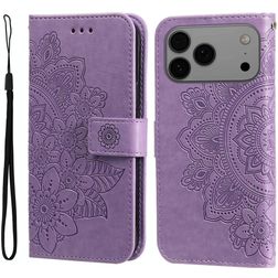 Mobigear Flowers iPhone 17 Pro Max Hülle Klapphülle Geldbörse - Lila