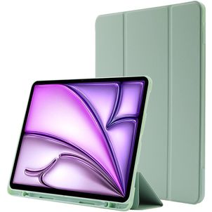 Mobigear Tri-Fold Gel iPad Air 13 Zoll (2024) Hülle TPU,Kunstleder Klapphülle + Stifthalter - Grün