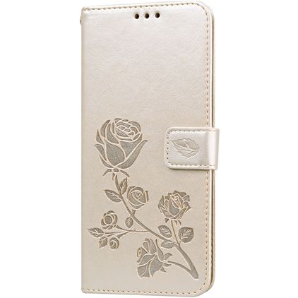 Mobigear Roses Xiaomi Redmi Note 9S Klapphülle Portemonnaie - Gold
