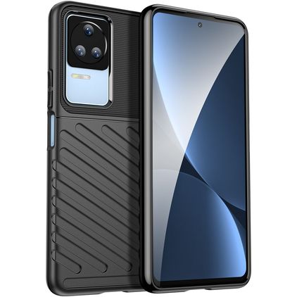 Mobigear Groove POCO F4 Hülle Flexibles TPU Backcover - Schwarz