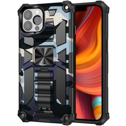 Mobigear Armor Stand iPhone 13 Pro Hülle Hardcase Backcover Stoßfest mit Ständer - Marineblau