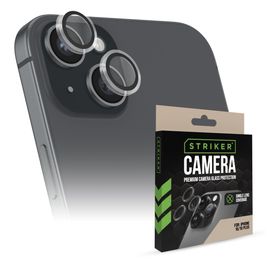 Striker Single Lens iPhone 15 Plus Panzerglas Gehärtetes Glas Kameralinsen Schutz - Hüllenfreundlich - Schwarz