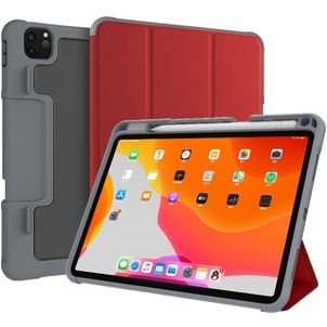 Mutural Tri-Fold Tough iPad Pro 11 Zoll (2022) Hülle Klapphülle + Stifthalter - Schwarz / Rot