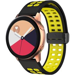 Mobigear Sport Plus Mag Silikon Smartwatch Armband Magnetverschluss - 20 mm - Schwarz / Gelb