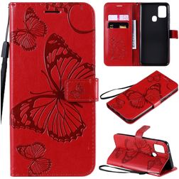 Mobigear Butterfly Samsung Galaxy A21s Hülle Klapphülle Geldbörse - Rot