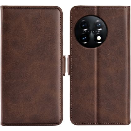 Mobigear Slim Magnet OnePlus 11 Hülle Klapphülle Geldbörse - Braun