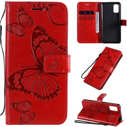 Mobigear Butterfly Samsung Galaxy A41 Hülle Klapphülle Geldbörse - Rot