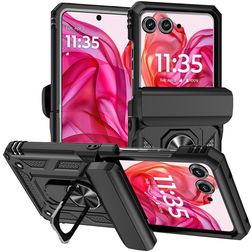 Mobigear Armor Ring Motorola Razr 50 Hülle Hardcase Backcover Stoßfest mit Ringhalter - Schwarz