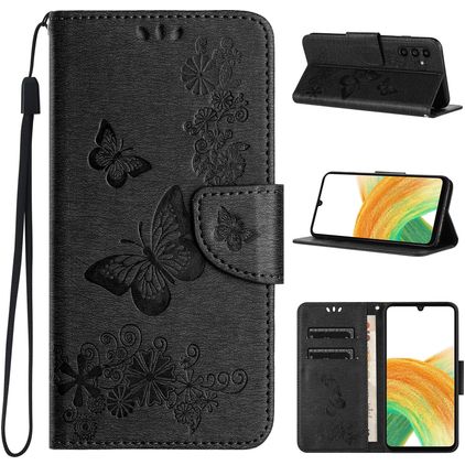 Mobigear Butterfly Samsung Galaxy A35 Hülle Klapphülle Geldbörse - Schwarz