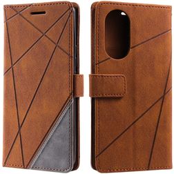 Mobigear Rhombus OPPO Reno 8T 4G Klapphülle Portemonnaie - Braun