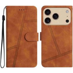 Mobigear Stitch iPhone 17 Pro Hülle Klapphülle Geldbörse - Braun