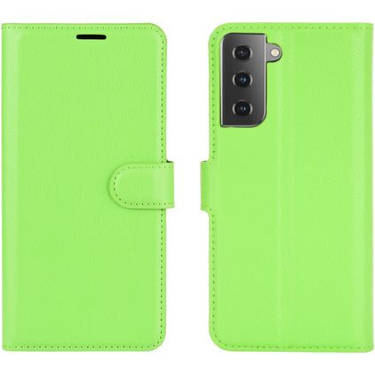 Mobigear Classic Samsung Galaxy S21 Hülle Klapphülle Geldbörse - Grün