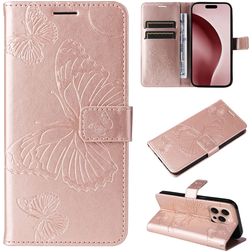 Mobigear Butterfly iPhone 16 Pro Hülle Klapphülle Geldbörse - Roségold