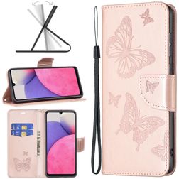 Mobigear Butterfly Samsung Galaxy A33 Klapphülle Portemonnaie - Roségold