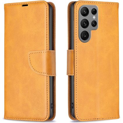 Mobigear Excellent Samsung Galaxy S25 Ultra Hülle Klapphülle Geldbörse - Cognac