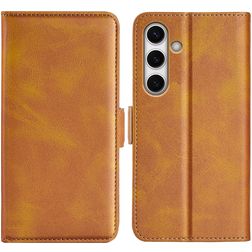 Mobigear Slim Magnet Samsung Galaxy S24 FE Hülle Klapphülle Geldbörse - Cognac