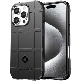 Mobigear Rugged Shield iPhone 16 Pro Max Hülle Flexibles TPU Backcover Stoßfest - Schwarz