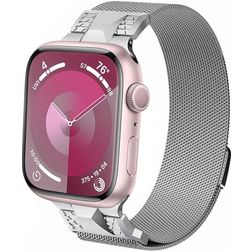 Mobigear Mecha Loop Milanaise Apple Watch Armband Magnetverschluss - 49/46/45/44 mm - Silber