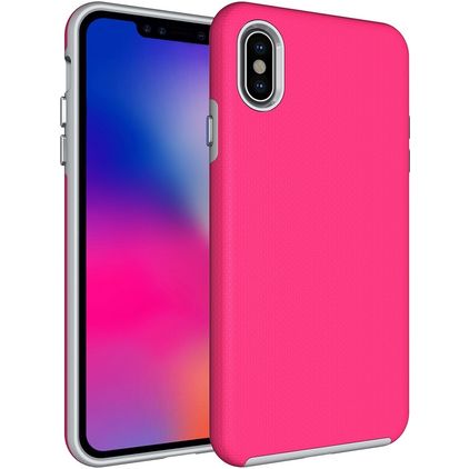 Mobigear Antislip iPhone XS Max Hülle Hardcase Backcover Stoßfest - Magenta