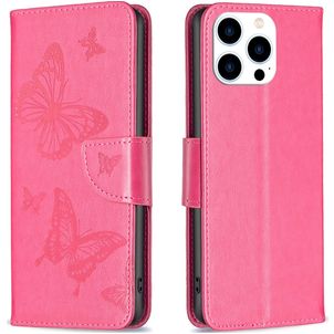 Mobigear Butterfly iPhone 16 Pro Hülle Klapphülle Geldbörse - Rot