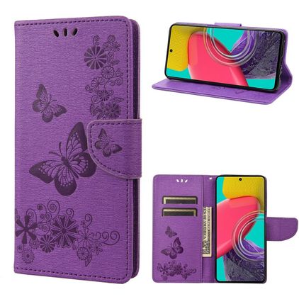 Mobigear Butterfly Samsung Galaxy M53 Klapphülle Portemonnaie - Lila