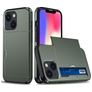 Mobigear Card iPhone 15 Plus Hülle Hardcase Backcover Stoßfest mit Kartenhalter - Armeegrün