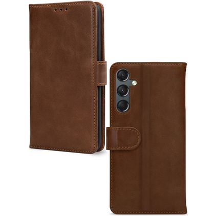 Mobilize Wallet Samsung Galaxy A24 Hülle Echtes Leder Klapphülle Geldbörse - Braun