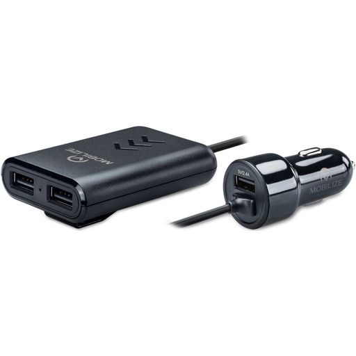 Mobilize Triple USB Auto Ladegerät 1.5 Meter 12W 2.4A - Schwarz